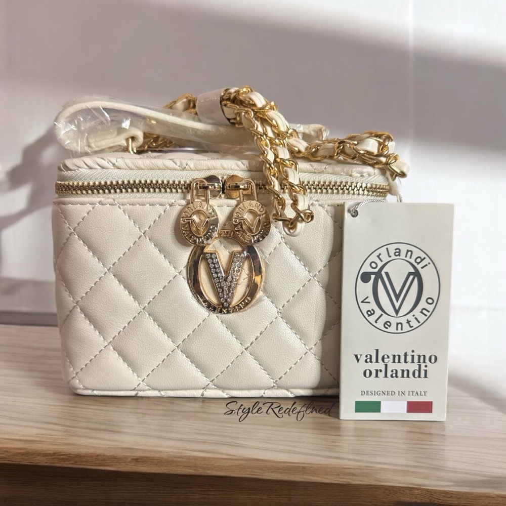 Valentino Orlandi Quilted Ivory Bag